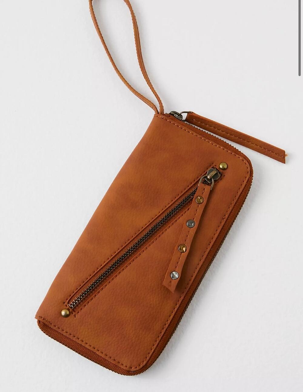 NWT Free People Distressed Vegan Wallet Brown